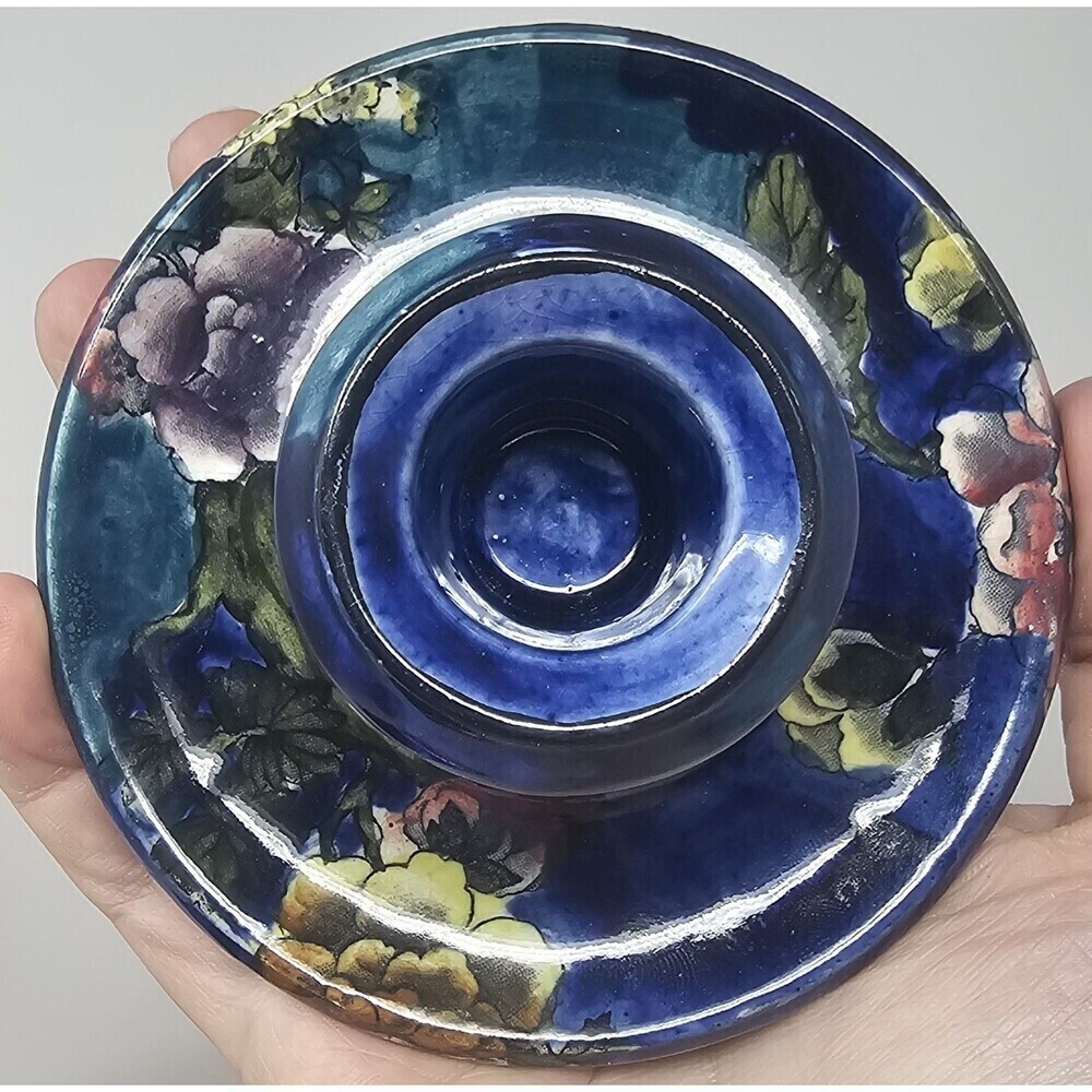 Rare Vtg S. Hancock & Son's Corona Ware 'Corea' Hand Painted Candlestick Holder - Picture 2 of 8